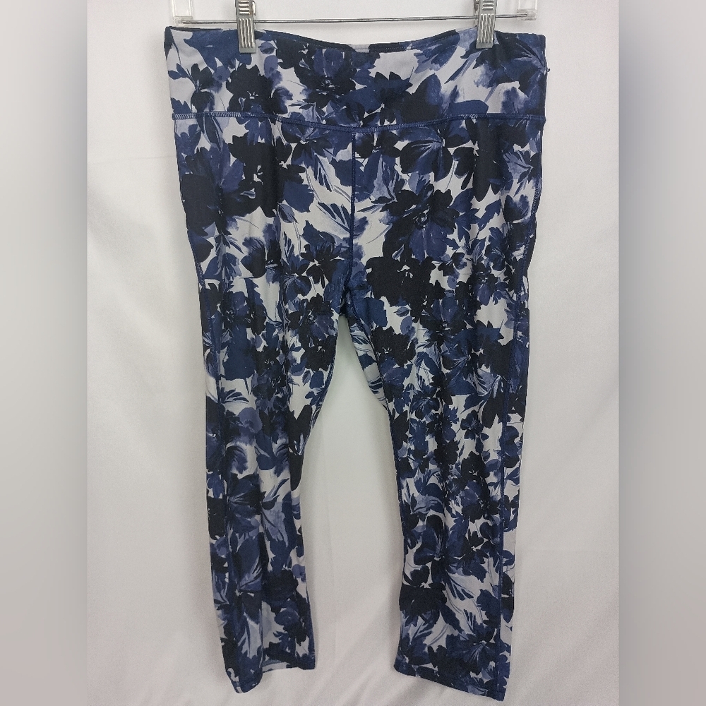FABLETICS Colorful Floral Blue‎ and Black Leggings (#72)